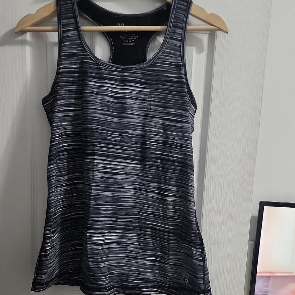 Actra Black and White Striped Tank Top